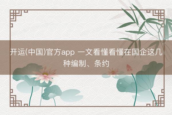开运(中国)官方app 一文看懂看懂在国企这几种编制、条约
