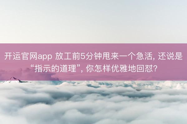 开运官网app 放工前5分钟甩来一个急活， 还说是“指示的道理”， 你怎样优雅地回怼?
