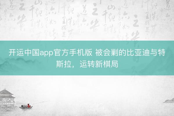 开运中国app官方手机版 被会剿的比亚迪与特斯拉，运转新棋局