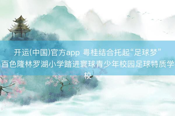 开运(中国)官方app 粤桂结合托起“足球梦”,百色隆林罗湖小学踏进寰球青少年校园足球特质学校